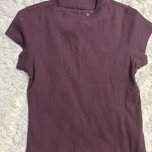 River Island Mauve Ribbed Short Sleeve Top